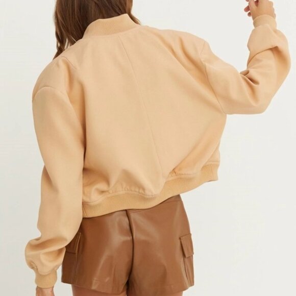 Sailor Cropped Utility Bomber Jacket | Women's Fall Fashion | Tan Neutral - Picture 9 of 9